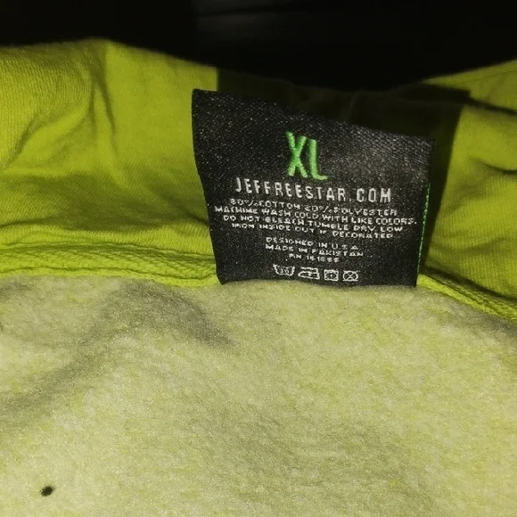 Jeffree Star Neon Yellow Green Hoodie with Script Sleeve - Picture 7 of 10